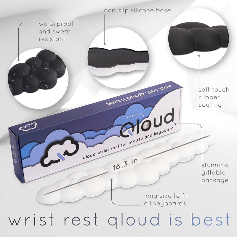 Create-ables Qloud Cloud Wrist Rest Keyboard Wrist Rest for Computer Keyboard Pad, Cloud Keyboard Wrist Rest, Wrist Pad for Keyboard, Memory Foam, Non Slip Base, Comes with Mouse Pad - Slate Blue - Image 4